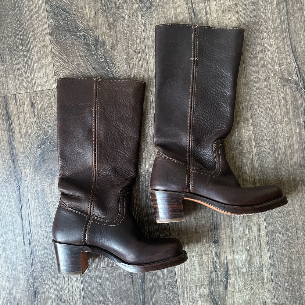 Frye Dark Brown Heeled Boots